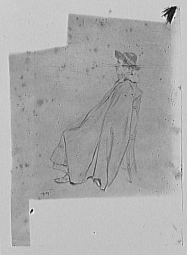 Anonyme - Photographie d'un dessin de Carlo Bugatti : jeune homme assis, profil ...