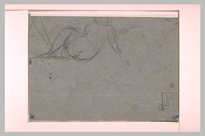 Jean-Jacques Henner - Croquis d'une femme nue, assise sur le sol, vue de dos