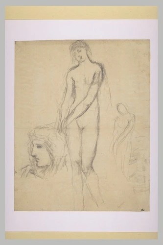 Henry Cros - Deux études de femmes nues, et tête tournée vers la gauche