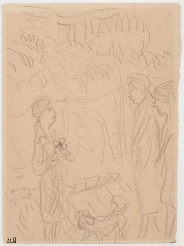 Trois femmes dans un jardin avec un chien - Pierre Bonnard