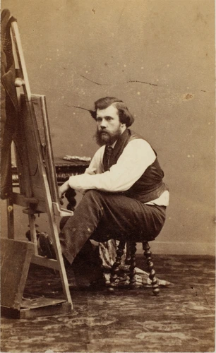 André Adolphe Eugène Disdéri - Portrait d'Edmond Lebel devant un chevalet