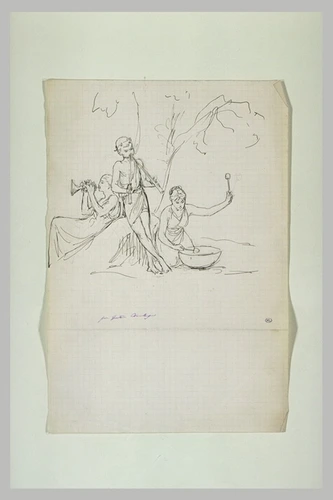 Gustave Boulanger - Deux femmes et un jeune garçon faisant de la musique