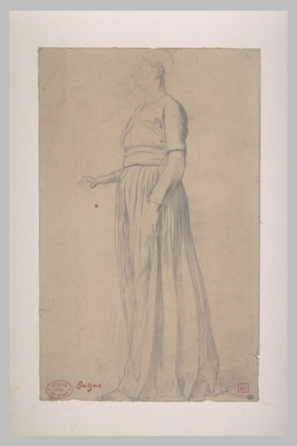 Edgar Degas - Femme vêtue d'une longue robe, debout, de profil à gauche