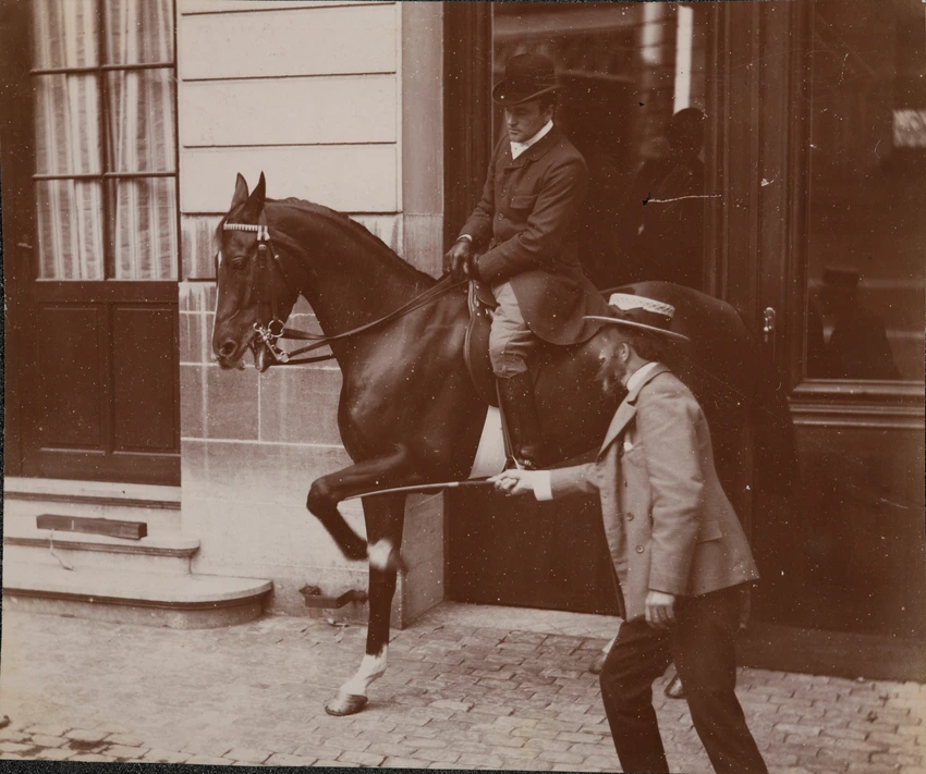 Le cheval Paul obéit aux demandes de Jacques de Lalaing assisté de Pierre, modèle et cavalier, et du charretier - Jacques De Lalaing