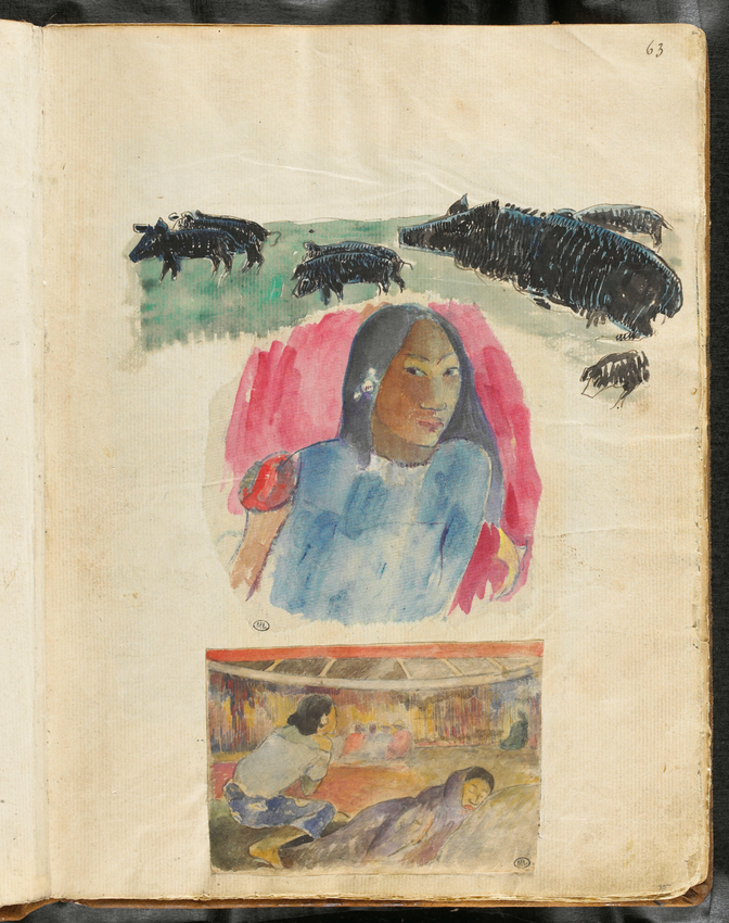 Paul Gauguin - Cochons sauvages et tahitienne