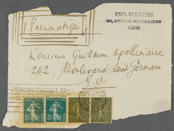 Guillaume Apollinaire - Correspondance manuscrite : Guillaume Apollinaire à Paul...