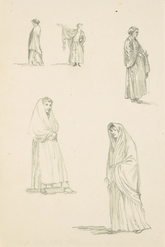 Eugène Grasset - Etudes de silhouettes de femmes en costume traditionnel