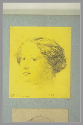 Charles Meissonier - Portrait de femme avec les cheveux en bandeaux