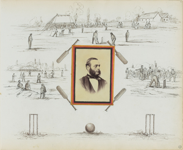 Georgiana Louisa Berkeley - Portrait d'homme entouré de scènes de cricket