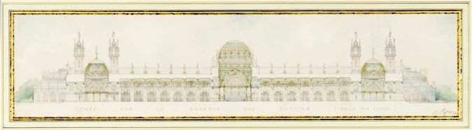 Alphonse Defrasse - Projet pour l'Exposition universelle de 1900, coupe sur la G...