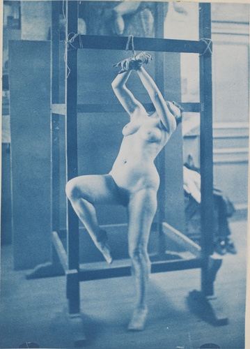 Charles-François Jeandel - Femme nue de face, attachée par les mains, une jambe ...