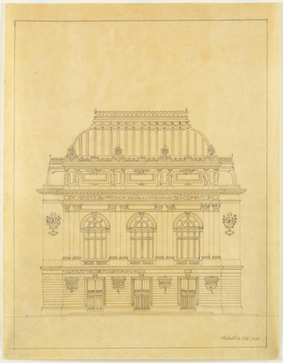 Alphonse Crépinet - Projet de l'Opéra comique, élévation principale