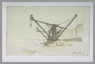 Johan Barthold Jongkind - Machine élévatrice sur un quai