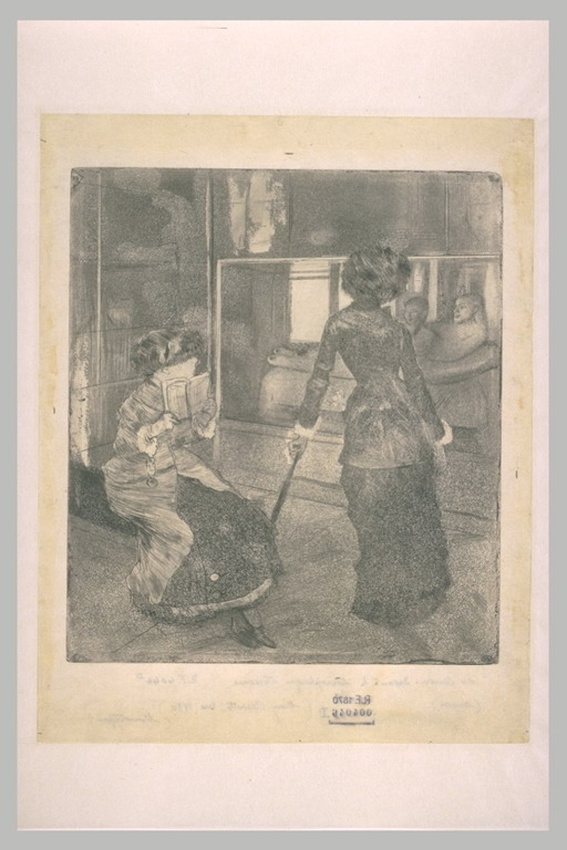Edgar Degas - Mary Cassatt (1844-1926) au Louvre, devant le sarcophage étrusque ...