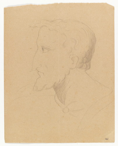 Edgar Degas - Tête d'homme de profil à gauche, portant une courte barbe et une m...