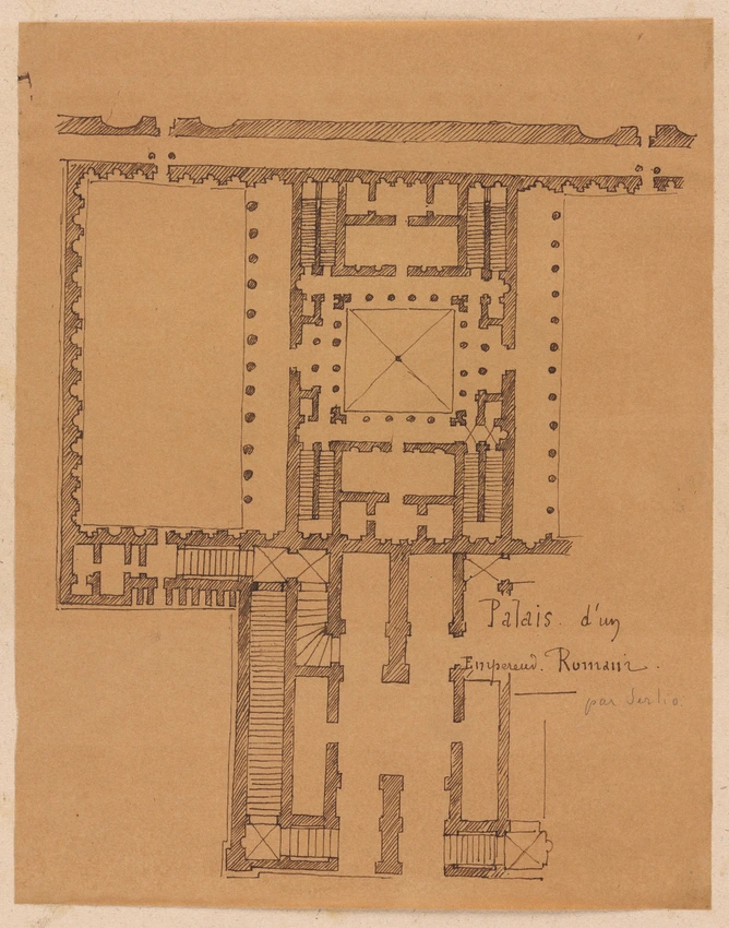 Edouard Villain - Plan du palais d’un empereur romain, par Serlio