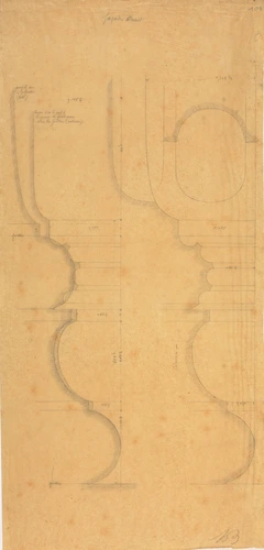 Louis Boitte - Athènes, Erechtéion, mur occidental, coupe et profil