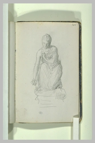 Henri Chapu - Femme accroupie, cueillant une fleur, étude de statue