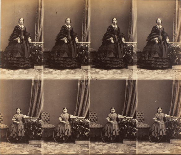 André Adolphe Eugène Disdéri - Mme. Butler et une fillette en huit poses, quatre...