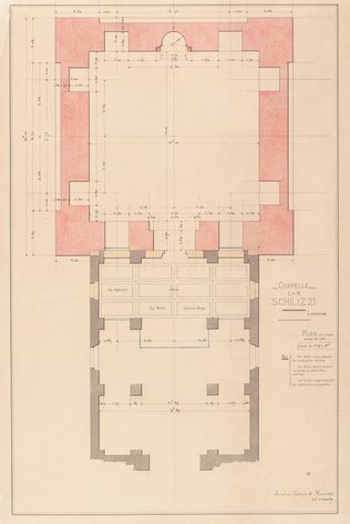 Ambroise Baudry - Chapelle L. M. Schilizzi à Livourne (Italie), plan au niveau d...