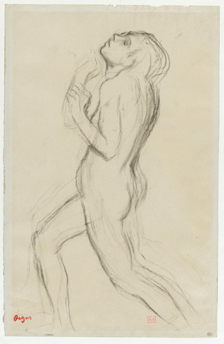 Edgar Degas - Femme nue courant vers la gauche, la tête rejetée en arrière