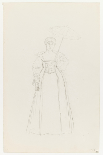 Jean-Léon Gérôme - Personnage féminin en costume historique, de face, tenant un ...