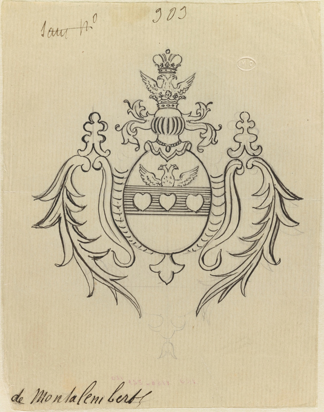 1880 - Hommes Mangolt Konstanz Blason Généalogie Original Aquarelle