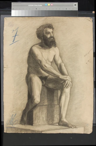 Roland Martin - Académie masculine barbue, assise, vue de trois quarts