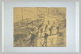 Théophile Alexandre Steinlen - Débardeurs au bord de la Seine déchargeant des pé...