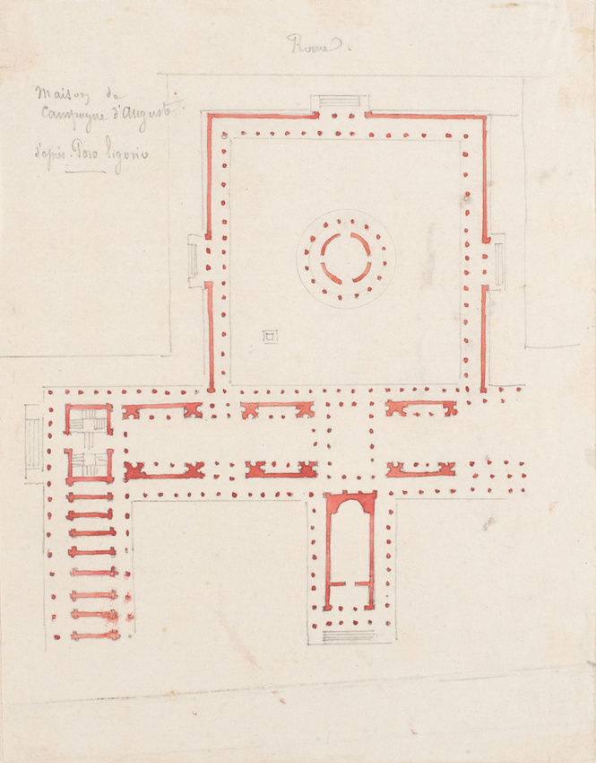 Edouard Villain - Plan de la maison de campagne d’Auguste, Rome, d’après Poro Li...