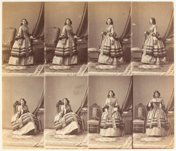 André Adolphe Eugène Disdéri - Mme. Tomline en huit poses, six en pied, deux ass...