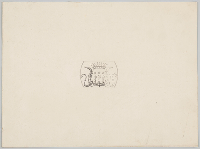 Maison Monduit - Blason tenu par deux salamandres et surmonté d'une couronne
