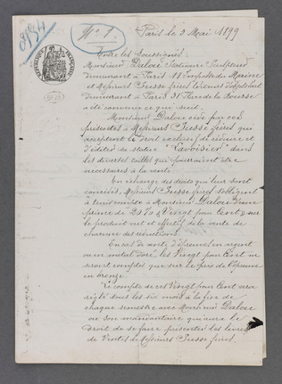 Aimé Jules Dalou - Contrat Dalou du 3 mai 1899