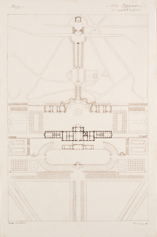 Edouard Villain - Plan général de la Villa Aldobrandini avec une partie de ses j...