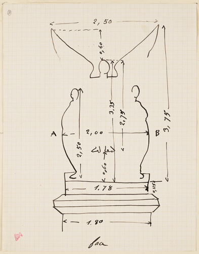 Charles Garnier - Croquis schématique avec dimensions du groupe de La Danse