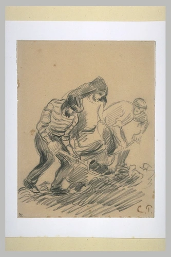 Camille Pissarro - Trois hommes chargeant du charbon