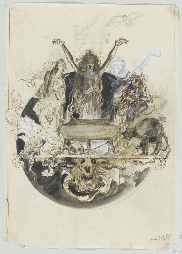 Luc Olivier Merson - Projet d'illustration pour Macbeth : Les trois sorcières da...