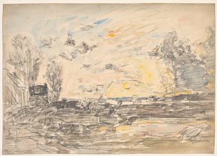 Eugène Boudin - Paysage au soleil couchant