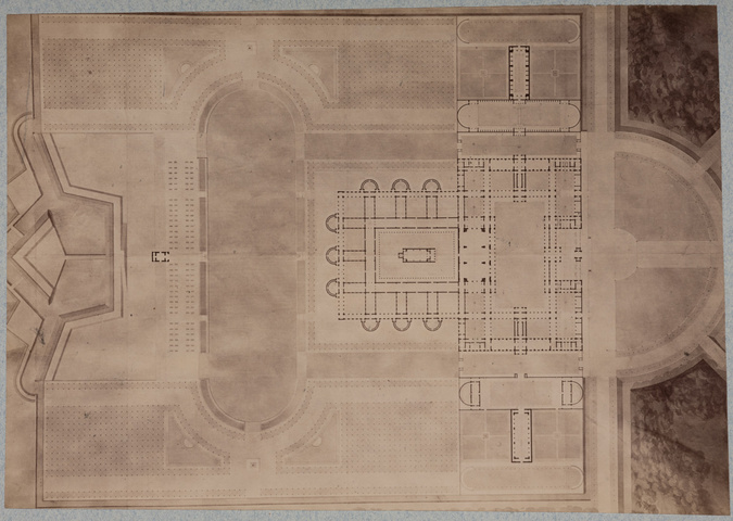 Pierre Lampue - Plan d'un bâtiment symétrique