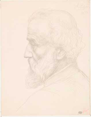 Tête d'homme âgé, aux longs cheveux ou autoportrait de profil - Alphonse Legros