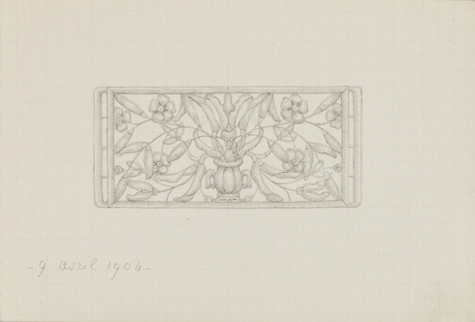 Enguerrand du Suau de la Croix - Plaque à motif floral et végétal et vase