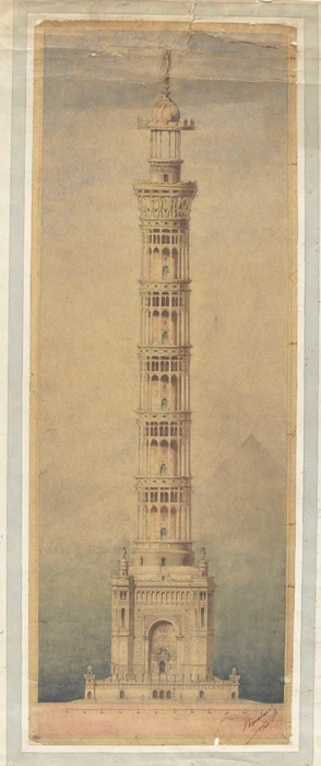 Jules Bourdais - Projet de phare monumental pour Paris, élévation