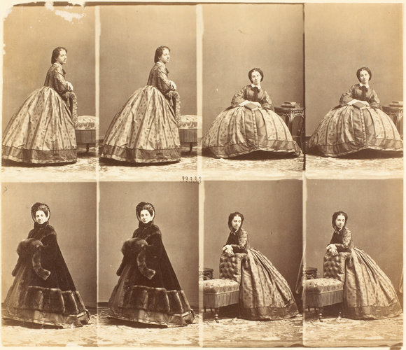 André Adolphe Eugène Disdéri - Mme Saumario en huit poses, six en pied, deux ass...