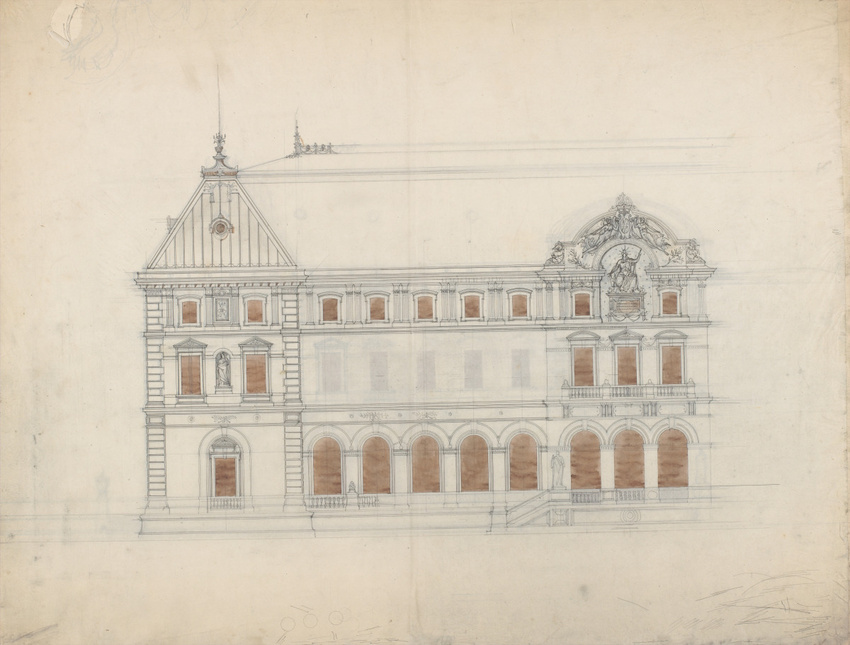 Louis Boitte - Elévation de la façade d'un hôtel de ville