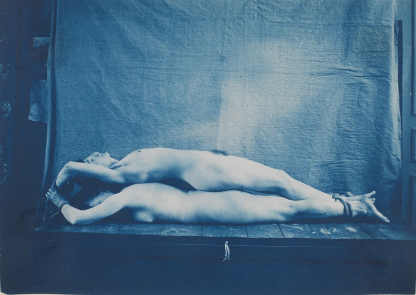 Charles-François Jeandel - Deux femmes nues attachées et allongées l'une sur l'a...