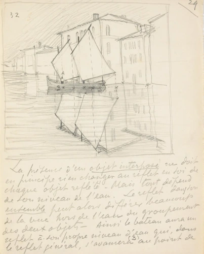 Eugène Grasset - Maison et voilier au bord de l'eau