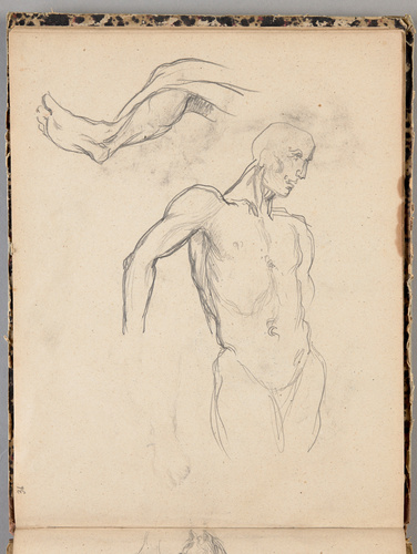 Johan Barthold Jongkind - Demi-figure d'homme nu, et jambe droite d'homme, vue p...