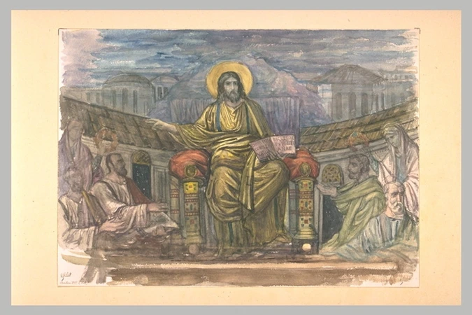 Ernest Hébert - Le Christ et les apôtres, voûte de l'abside de Sainte Pudentienn...