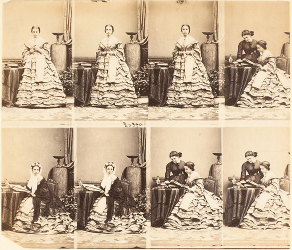 André Adolphe Eugène Disdéri - Mme Polonini et une femme, en huit poses, cinq se...