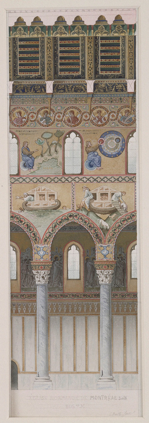 Louis Boitte - Sicile, le Dôme de Monreale, élévation d'une travée de la nef